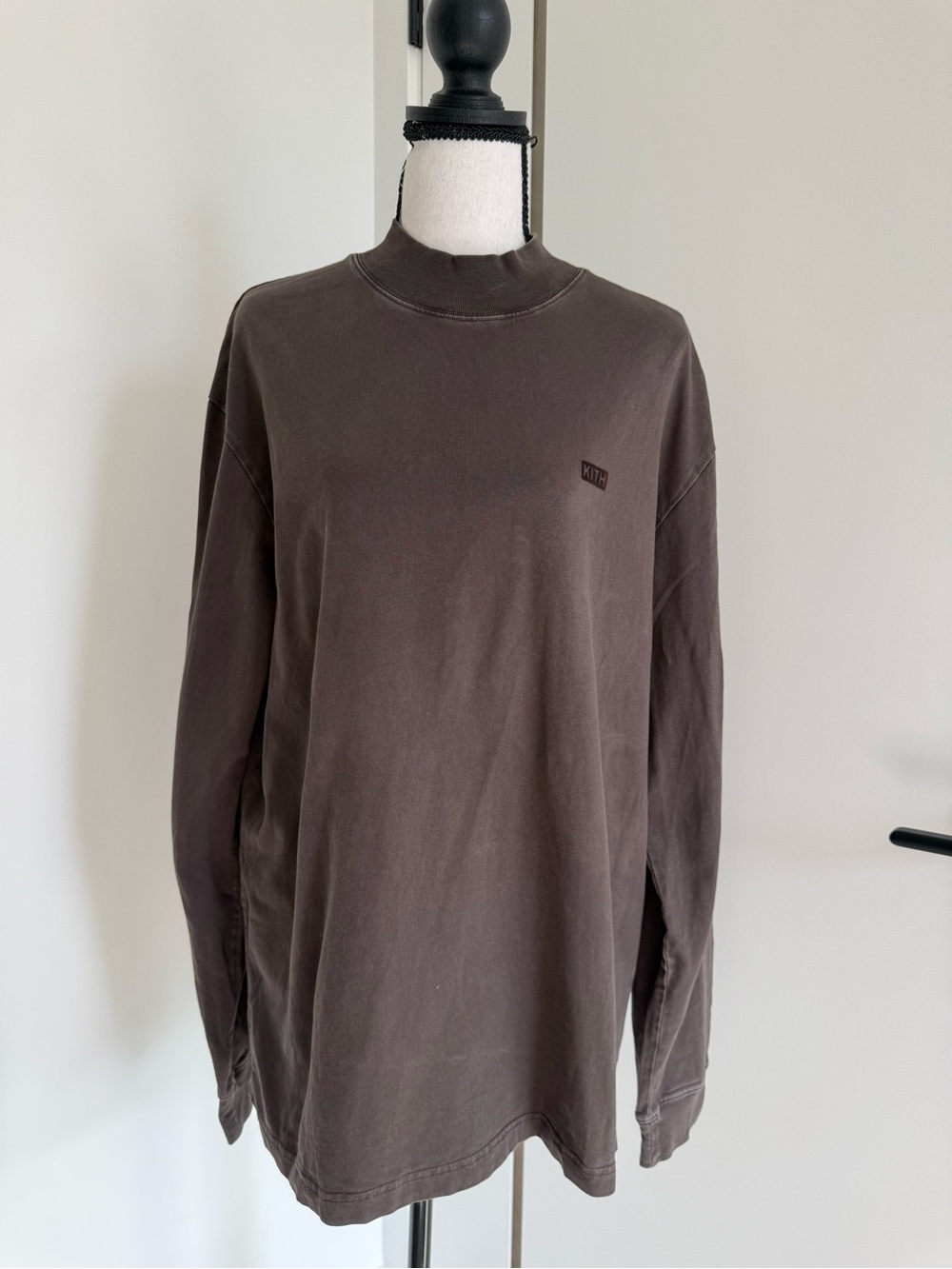 Kith Long-Sleeve Crewneck Tee in Dark Brown